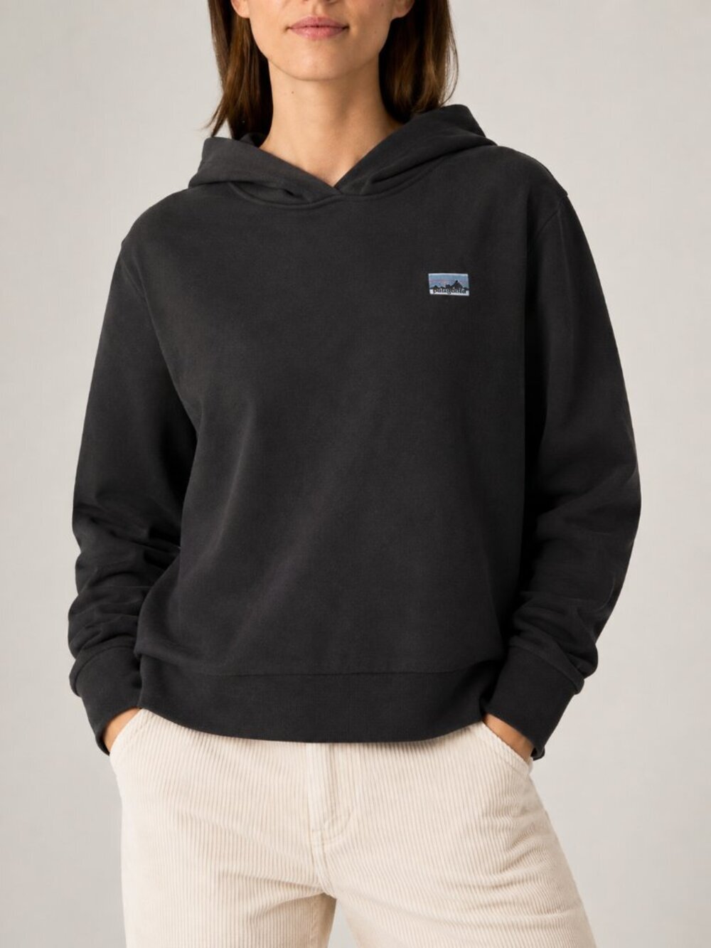 Patagonia Women’s Regenerative Organic Cotton Essential Hoody in Ink Black XS